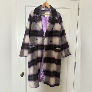 Avec Les Filles Plaid Purple Relaxed Walker Coat